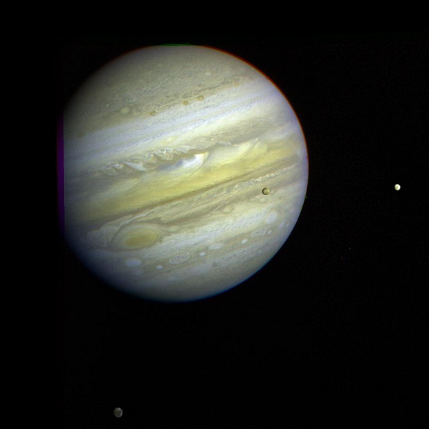 Jupiter and Three Galilean Satellites