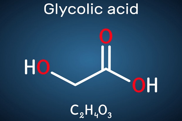 Glycolic acid, hydroacetic or hydroxyacetic acid, C2H4O3 molecule