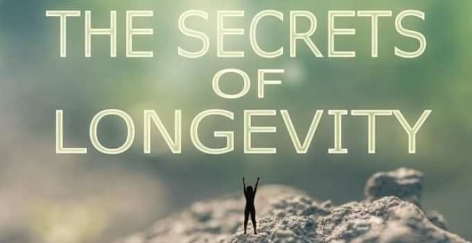 Concept of with a person stand in the outdoor and looking up the text over the sky in nature background. secret to longevity